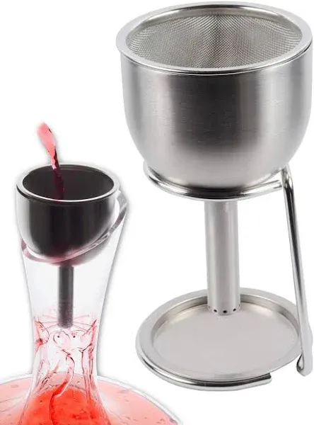 3in1 Steel Funnel with Strainer (Wine Shower + Aerator + Filter) - Improves Wine & Clears Residues