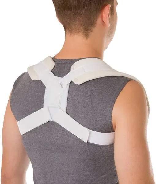 BraceAbility Clavicle Support Brace - Figure 8 Upper Back Brace Posture Corrector for Women and Men, Shoulder Straightener, Kyphosis Relief, Sling for Injuries and Fractures (Large)