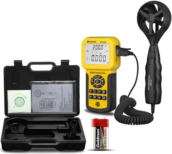 BTMETER BT-856A Pro CFM Anemometer Measures Wind Speed, Wind Flow, Wind Temp for HVAC Air Flow Velocity Meter with USB