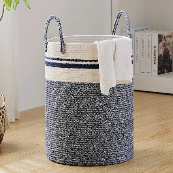 58L Large Woven Laundry Hamper by , Laundry Basket Storage, Baby Tall(58L) Blue