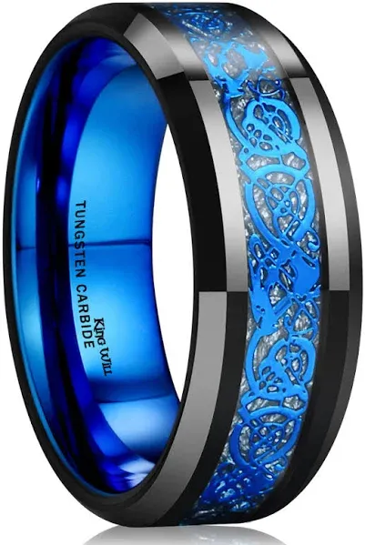 King Will Dragon Tungsten Carbide Mens Ring 8mm Celtic Dragon Wedding Band Comfort Fit