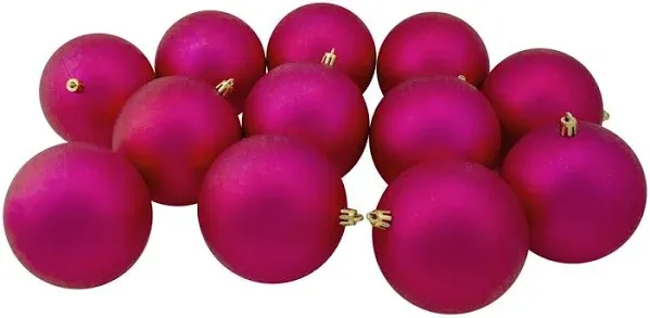 Northlight 12ct Matte Pink Magenta Shatterproof Christmas Ball Ornaments