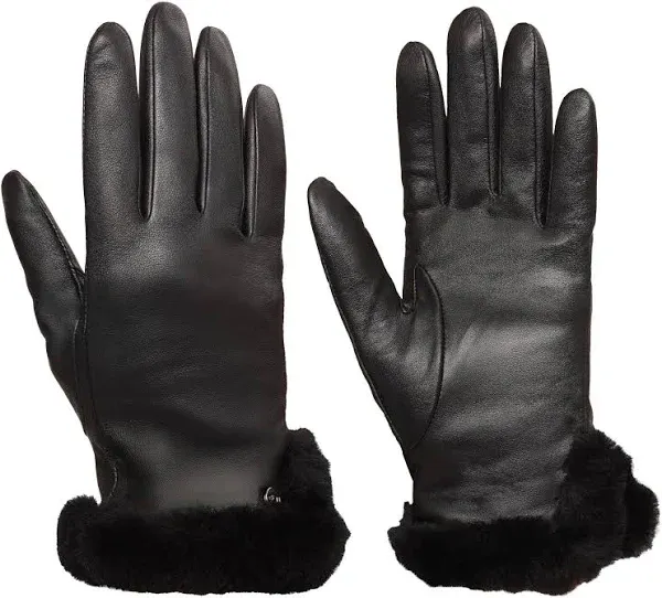 UGG Women's Shearling Trim Leather Gloves