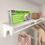 EZ Shelf - 40" - 75" Expandable Closet Shelf & Rod - White - 2 End Brackets