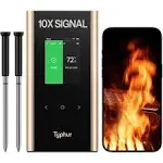 Sync Gold Wireless Meat Thermometer Digital with Dual 10X Signal Probes, Ensuring No Lost Connection in Kamado Cookers, Featuring a Standalone Base for Quick and Easy Control