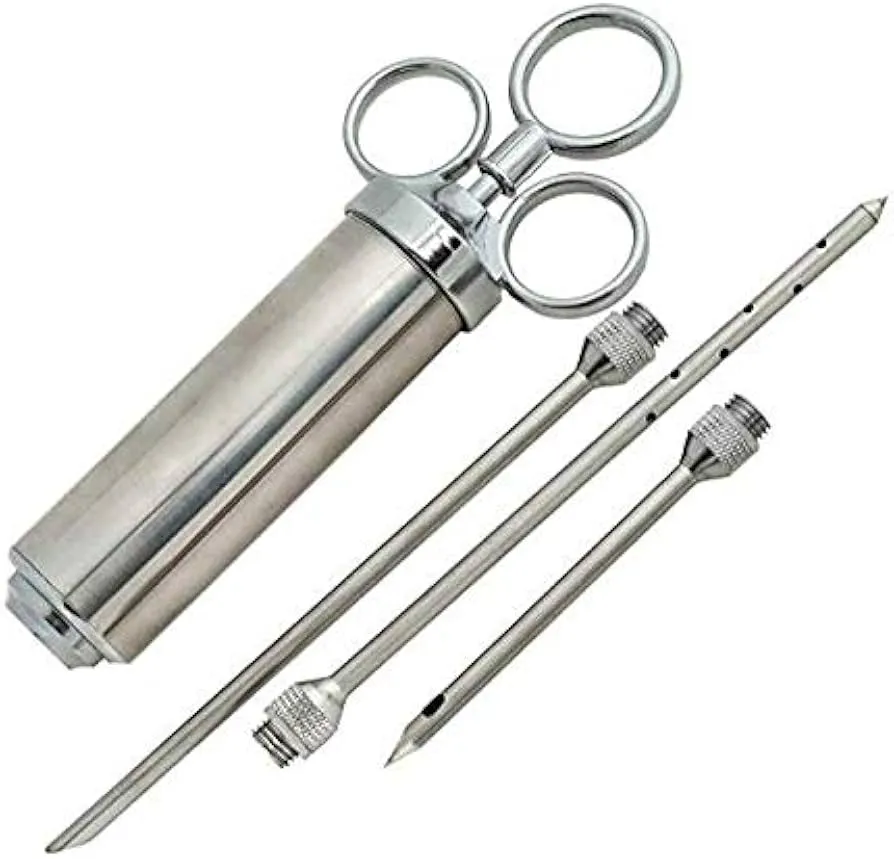 PBKay Stainless Steel Meat and Turkey Seasoning Injector Silver