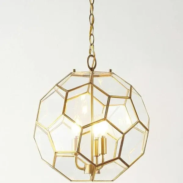 JONATHAN Y Pendant 13.5&#034;x13.5&#034;x76<wbr/>.5&#034; 3-Light Iron/Glass LED w/Mounting Hardware