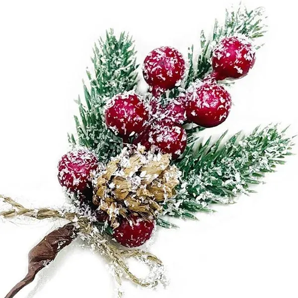 Christmas Pine Branches, Berries & Cones Floral Picks