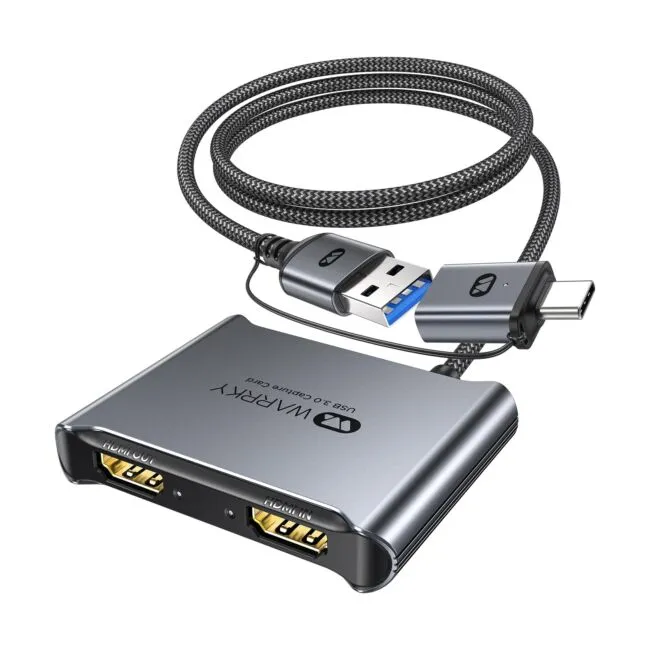 1080P 60Hz USB A/C Video Capture Card with 4K 30Hz Loop-out 2.6ft Space Gray | Silver