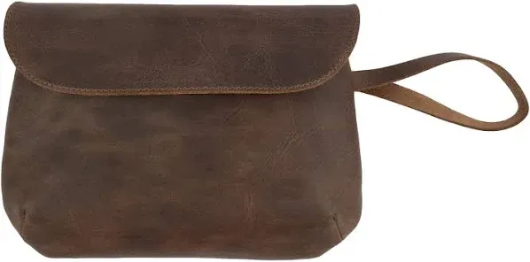 , Chic Clutch Bag Handmade from Full Grain Leather, Wrist Wallet Bourbon Brown