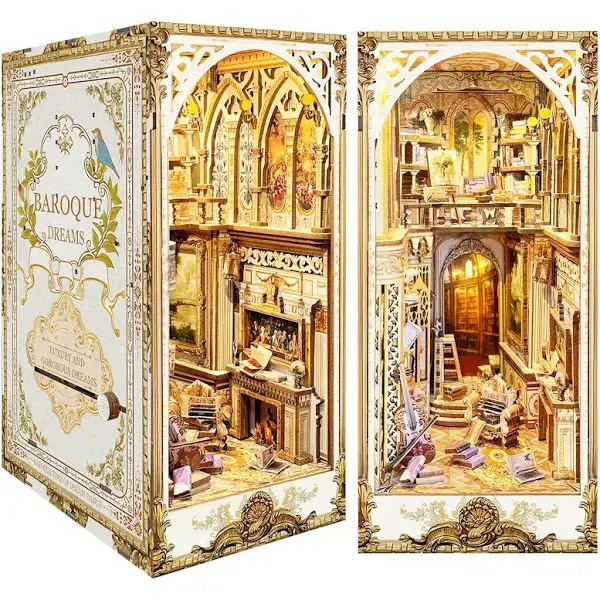 DIY Book Nook Kit - Bookend Diorama with LED - 3D Wooden Puzzle DIY Miniature House Kits - Bookshelf Insert Decor - Booknook Dollhouse Crafts Hobbies Gifts for Adults (Countryside Diary)