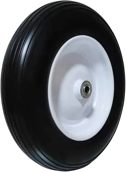 4.00-6 Tire Flat Free, 13 Inch Wheelbarrow Solid Tire and Wheel Replacement with 3/4" & 5/8" Precision Bearings, 4.00-6 Tire for Garden Cart, Lawn Mover, Wagons, Hand Truck