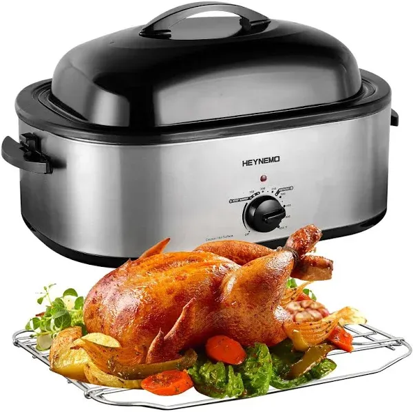 Versatile 1450W Turkey Roaster Oven with Removable Pan &amp; Adjustable Thermostat