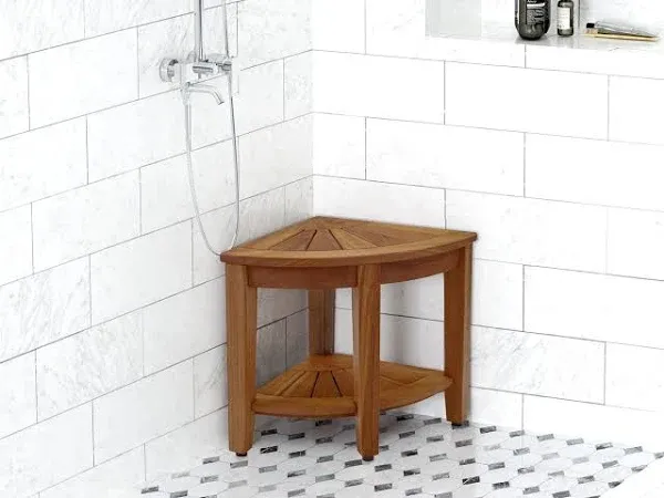 AquaTeak The Original 15.5&#034; Kai Corner Teak Shower 1 Count (Pack of 1), Brown 