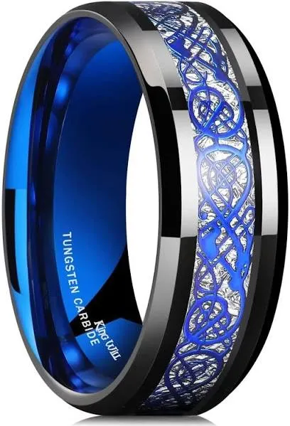 King Will Dragon Tungsten Carbide Mens Ring 8mm Celtic Dragon Wedding Band Comfort Fit