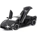 SASBSC Toy Cars Lambo Sian FKP3 Metal Model Car with Light and Sound Pull Back Toy Car for Boys Age 3 + Year Old (Black)