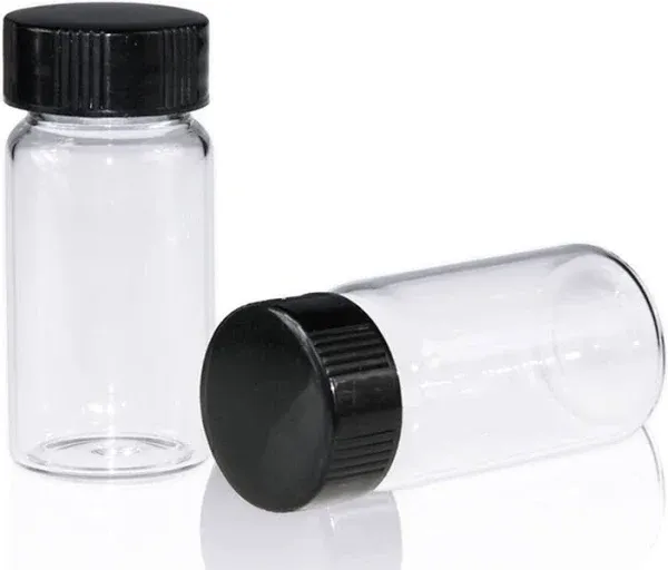 ALWSCI Sample Vial, Clear Glass 24-400 Thread Storage Vial, 20 ml Capacity, 27.5 mm I.D. x 57 mm with 24-400 Black Closed Cap, PE Liner, pack of 100