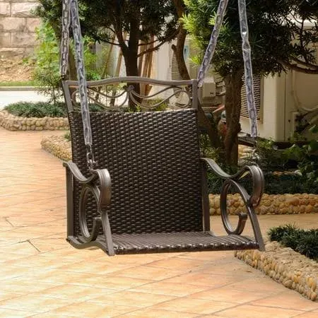 International Caravan Valencia Resin Wicker/Steel Chair Swing