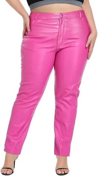 HDE Women's Faux Leather High Waisted Pants with Pockets