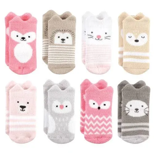 Hudson Baby Girls' 8-Pack Cotton Rich Newborn and Terry Socks