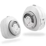 Indoor Timer dual Pack 2 Grounded Outlet 24 Hour Mechanical Timer For Lamps Ho