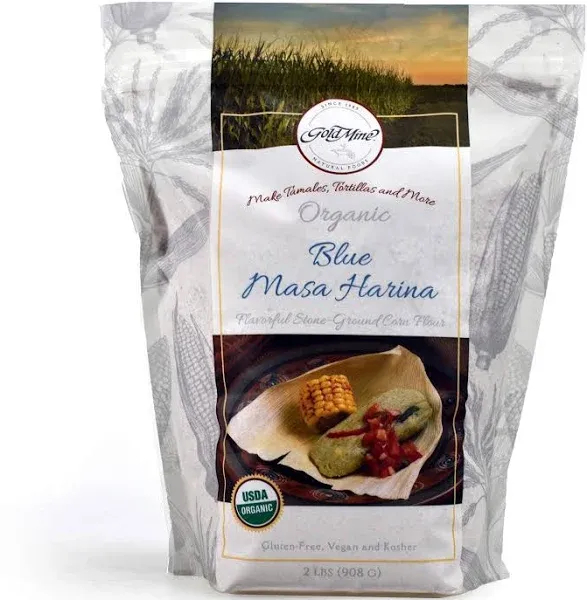 Gold Mine Blue Corn Masa Harina, Macrobiotic, Vegan, Kosher and Gluten-Free Flour for Healthy Mexican Dishes - 5 lbs, 80 oz