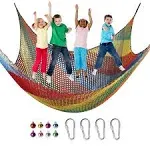 Toriexon 6.5' x 9.8' Climbing Cargo Net, Double Layers Playground Safety Net, with Storage Bag Climbing Net for Kids Outdoor Treehouse