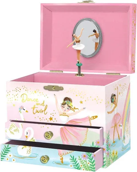 Musical Ballerina Jewelry Box for Girls - Kids Music Box with Spinning Ballerina, Ballet Birthday Gifts for Little Girls, Jewelry Boxes, 6.8 x 5.3 x 6 in - Ages 3-10, Pink