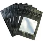 Hanser | Smell Proof Odorless Mylar Resealable Foil Pouch Bags with Clear Window | Food Safe | Airtight Ziplock | Matte Black | 100 Pieces | 4x6