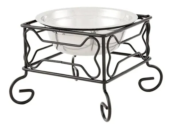 YML Wrought Iron Stand with Single Stainless Steel Feeder Bowl