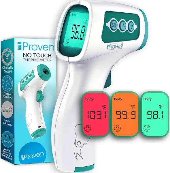 Infrared Forehead Thermometer for Adults and Infants, FSA HSA Eligible, Touchless iProven Thermometer, 1sec Instant Accurate Readings, 3 in 1 Thermometer with Fever Alarm, Silent & Memory Mode