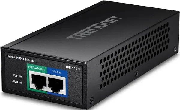 TRENDnet Gigabit PoE++ Injector, Supplies PoE (15.4W), PoE+ (30W), or PoE++ (...