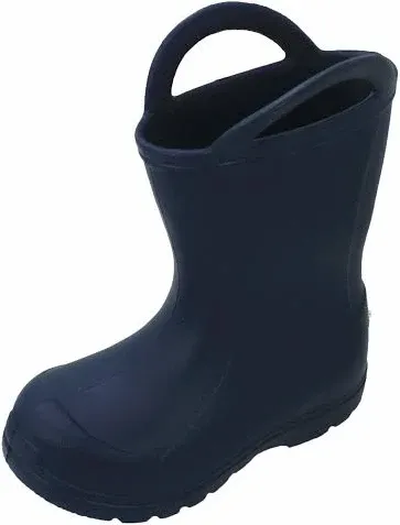 New BearPaw Waterproof Toddler Sz 3 Rubber Rain Boots Navy Easy Pull Handles