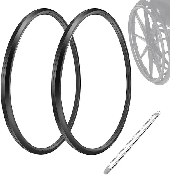 (1 Pair) Wheelchair Rear Wheel Replacement Tire, Wheelchair Tire, 24 "X 1" Universal Flat-Free Polyurethane Tire, Suitable For Manual Wheelchair Tire Replacement