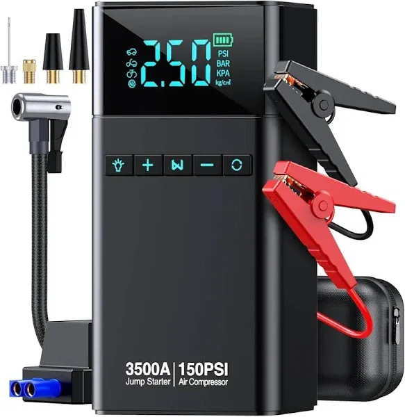 Portable Car Jump Starter with Air Compressor