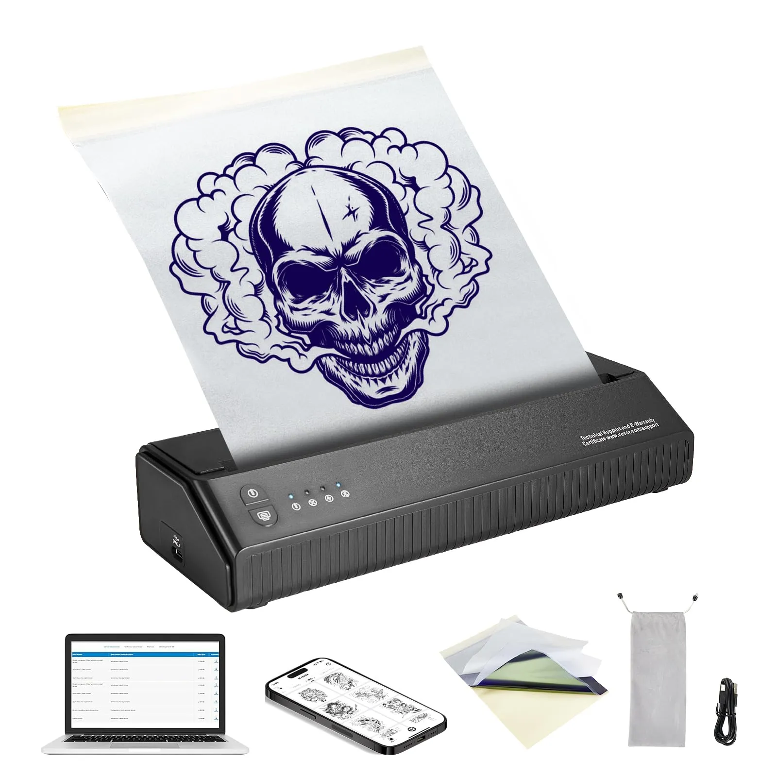 Tattoo Stencil Printer, Wireless Bluetooth Tattoo Printer Transfer Stencil Machi