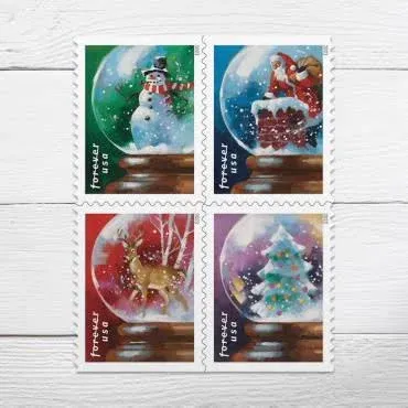 USPS Snow Globes Holiday Stamps Book of 20