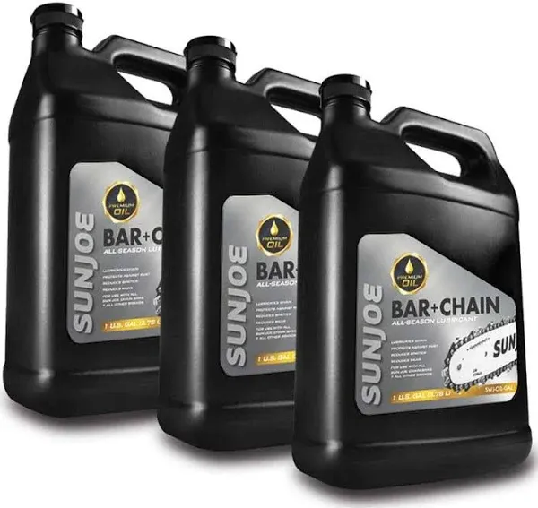 Sun Joe SWJ-OIL-GAL Premium Bar, Sprocket, Season Chainsaw Lubrication, Universal Saw Chain Oil for Fast Efficient Cutting 1 Gallon, Black