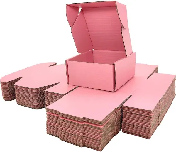 Small Pink Shipping Boxes for Small Business Pack of 25-4x4x2 inches Cardboard Corrugated Mailer Boxes for Shipping Packaging Craft Gifts Giving Products