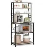 VASAGLE Coffee Bar, Baker’s Rack for Kitchen with Storage, 6-Tier Kitchen Shelves with 6 Hooks, Microwave Stand, Greige and Black UKKS019B02