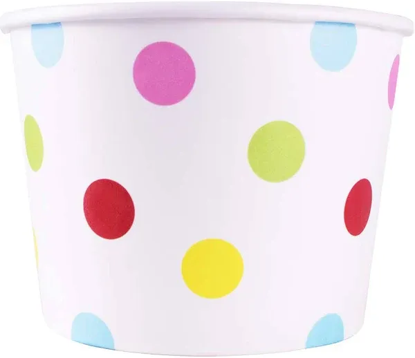 [1,000 ct] 12 oz Paper Food Containers | 100 mm | Dots Print