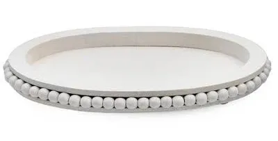 AuldHome Design Beaded Wood Oval Tray