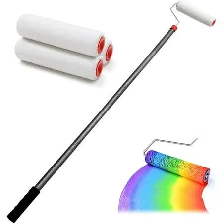 Paint Roller Paint Roller Extension Poles Paint Roller kit with Brush Stainless Steel Poles Splicing Rod House Mural Brush for Walls and Ceiling