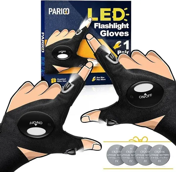 PARIGO LED Flashlight Gloves, Stocking Stuffers for Men Gift for Dad Husband Grandpa, Cool Gadget Christmas Birthday Gifts for Men Adults Him