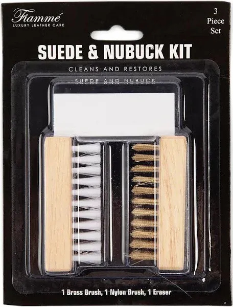 Fiamme Suede and Nubuck Cleaning Kit - Complete Brass & Nylon Brush Set, Suede Eraser for Shoes, Jackets, Boots, Handbags