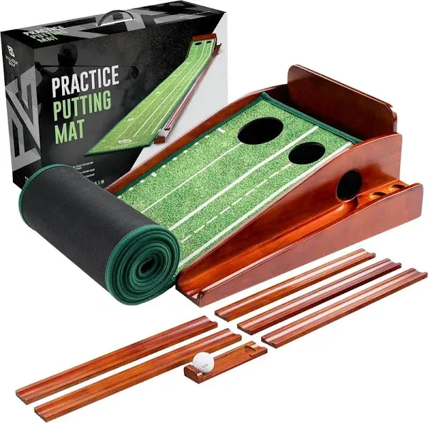 Palladium Golf Putting Mat for Indoors - Indoor/Outdoor Putting Green with Ball Return, Realistic Surface Golf Putting Mat, 2 Hole Training, 10 Feet.