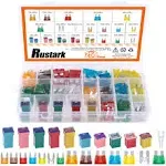 Rustark 250pcs US Grade Automotive Fuse Assortment Kit - Standard & Mini Car Blade Fuses