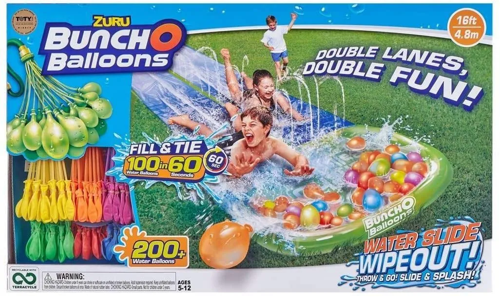 Bunch O Balloons Water Slide Wipeout 2x Lane