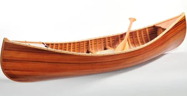 Old Modern Handicrafts Wooden Canoe With Ribs Matte Finish