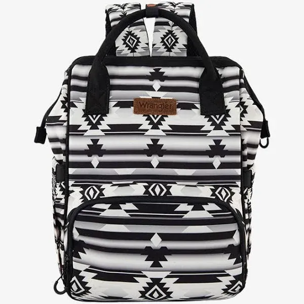 Wrangler Aztec Backpack Organized Daypack Travel Baby Bag with Stroller Strap and Side Bottle Pockets WG2204-9110BR